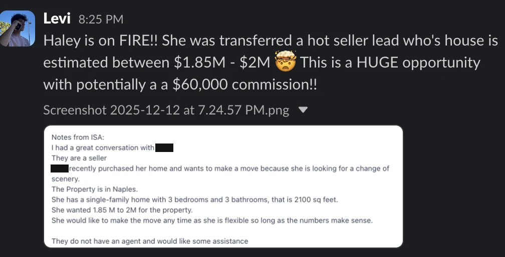 A seller transfer with a home estimated at $1.85M to $2M.